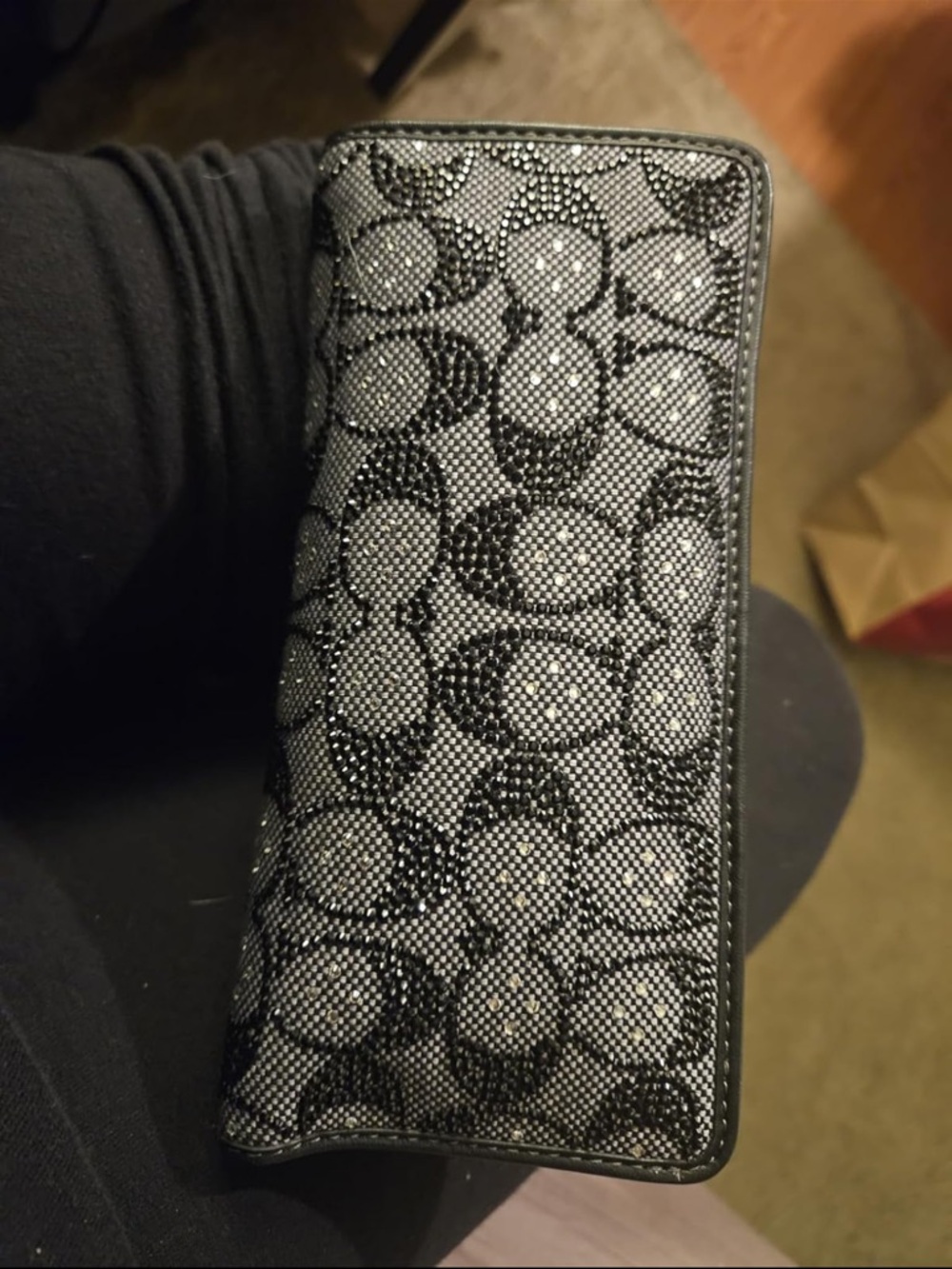 COACH Black Crystal Signature Jacquard Essential Slim Wallet NWT - Picture 5 of 6